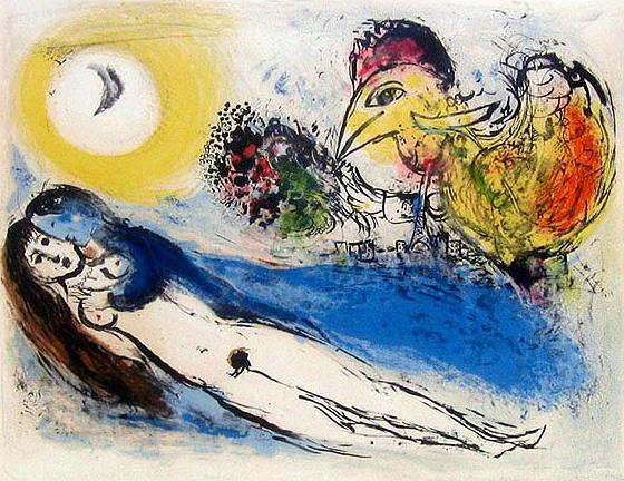 Good Morning Over Paris Lithographie des Zeitgenossen Marc Chagall Ölgemälde